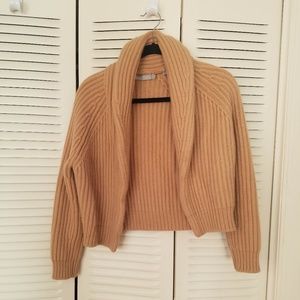 EUC Vince Wool Cashmere Shrug Cardigan Shawl Collar Neutral Camel Tan